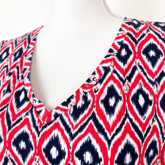 Jones New York Blouse Women Medium Cherry Red Combo Mixed Media V-Neck Top NWT - Picture 9 of 10